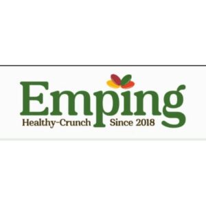 Emping So Good’s logo: green text, three leaves above “i”, tagline “Healthy-Crunch Since 2018”. | Emping SG