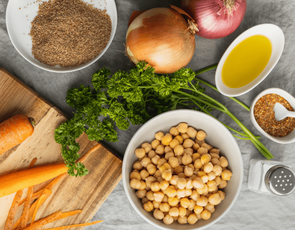 Chickpeas, carrots, onions, and more natural ingredients make this a premium snack arranged beautifully on a table. | Emping SG